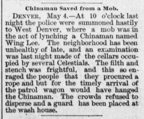 Newspaper article thumbnail: Chinaman Saved from a Mob from The Evening Bulletin, 1891-05-04