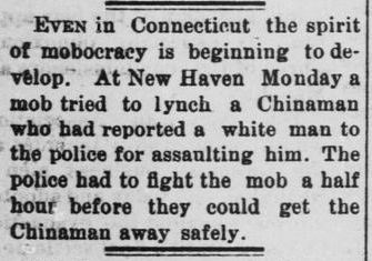 Newspaper article thumbnail: Mob Tried to Lynch a Chinaman from The Daily Ardmoreite, 1900-09-05