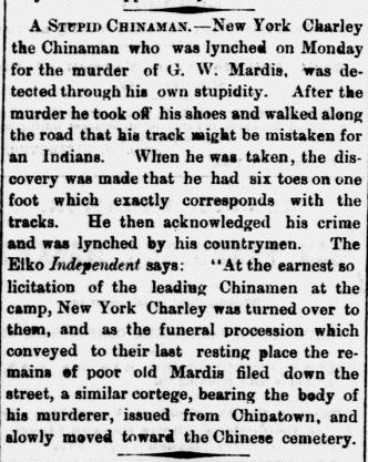 Newspaper article thumbnail: A Stupid Chinaman from Morning Appeal, 1880-09-19