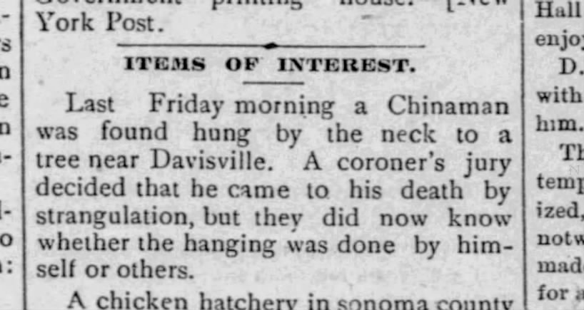 Newspaper article thumbnail: Items of Interest from Napa County Recorder, 1881-03-18